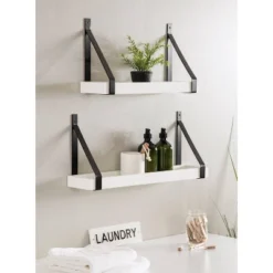 (Set Of 2) 5" X 10" Sudbury Wood And Metal Wall Shelf Set White/Black - Kate & Laurel All Things Decor -Home Decor Shop GUEST 019acd5f 5baf 4918 9b11 f64245c44b24
