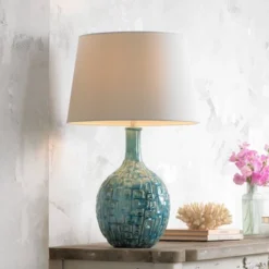 360 Lighting Mid Century Modern Table Lamps 26" High Set Of 2 Ceramic Teal Glaze Handcrafted White Empire Shade For Living Room (Colors May Vary) 15 360 Lighting Mid Century Modern Table Lamps 26" High Set Of 2 Ceramic Teal Glaze Handcrafted White Empire Shade For Living Room (Colors May Vary) -Home Decor Shop GUEST 02d02773 8452 4f89 9eaa d30db4abafd5