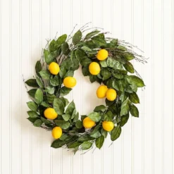 Artificial Salal Leaf/Lemon Wreath (24") Yellow - Vickerman -Home Decor Shop GUEST 02f8b97b 43b4 4450 8e47 afe9a199b81b