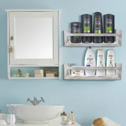 Sorbus Rustic Wooden Floating Shelves Set Of 2 Gray