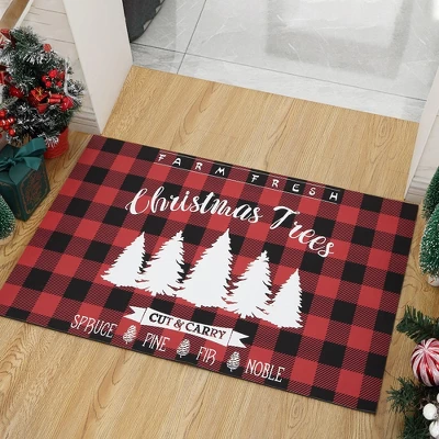 Trinity Plaid White Christmas Tree Non-Slip Decorative Doormat 7 Trinity Plaid White Christmas Tree Non-Slip Decorative Doormat - Image 5