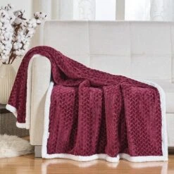 Kate Aurora Ultra Soft & Plush Herringbone Fleece Backing Sofa Accent Throw Blanket - 50 In. W X 60 In. L