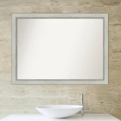 42" X 31" Non-Beveled Flair Patina Bathroom Wall Mirror Silver - Amanti Art -Home Decor Shop GUEST 0522ba66 b929 4e36 b8b1 4d0935ed9f8f