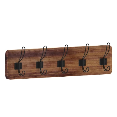Emma And Oliver Rustic Wall Hanging Storage Rack With 5 Hooks For Entryway, Kitchen, Bathroom And More 14 Emma And Oliver Rustic Wall Hanging Storage Rack With 5 Hooks For Entryway, Kitchen, Bathroom And More - Image 12