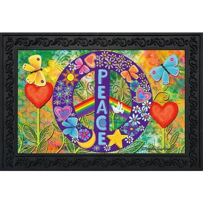 Peace Floral Doormat Everyday Indoor Outdoor 30" X 18" Briarwood Lane 3 Peace Floral Doormat Everyday Indoor Outdoor 30" X 18" Briarwood Lane