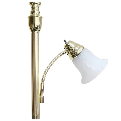 Torchiere Floor Lamp With Reading Light And Marble Glass Shades Gold - Lalia Home 6 Torchiere Floor Lamp With Reading Light And Marble Glass Shades Gold - Lalia Home - Image 4
