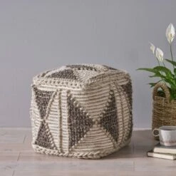 Tamsin Boho Handcrafted Cube Pouf Gray/Ivory - Christopher Knight Home -Home Decor Shop GUEST 1101c98e 4d31 4c4f b788 0d5f2398df6c