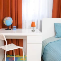 10.5" Petite Metal Stick Bedside Table Desk Lamp In Sand Nickel With Fabric Shade Orange - Creekwood Home -Home Decor Shop GUEST 11a8ceb3 2d51 49be adbe 59cb997fe446