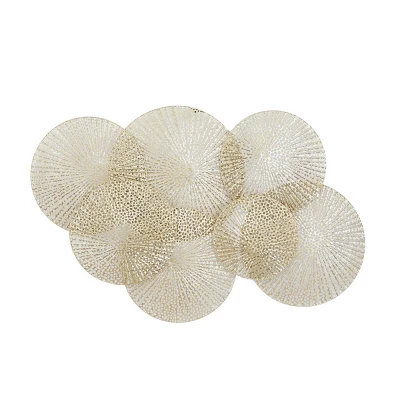 Metal Plate Wall Decor With Perforated Design Gold - Olivia & May 4 Metal Plate Wall Decor With Perforated Design Gold - Olivia & May - Image 2
