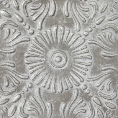 Metal Floral Embossed Wall Decor Set Of 4 Gray - Olivia & May 5 Metal Floral Embossed Wall Decor Set Of 4 Gray - Olivia & May - Image 3
