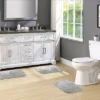 3pc Traditional Nylon Washable Bathroom Rug Set Platinum - Garland Rug
