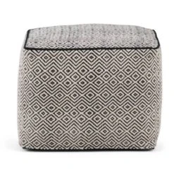 Dougan Square Moroccan Inspired Pouf Black/Natural Cotton - WyndenHall -Home Decor Shop GUEST 1450e3c8 3dce 4145 9ef4 49c009f4765d