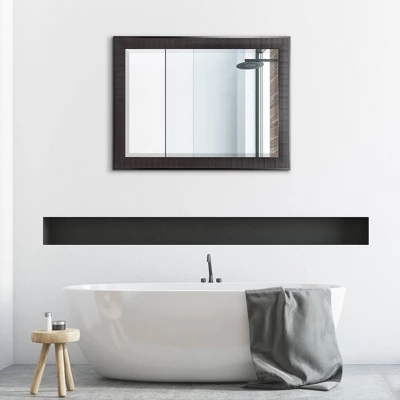 27.5" X 33.5" Rustic Frame Mirror Brown - Head West 3 27.5" X 33.5" Rustic Frame Mirror Brown - Head West