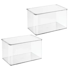 MDesign Plastic Stackable Home Office Supplies Storage Box - 2 Pack, Clear -Home Decor Shop GUEST 15783fbe 4fc6 4c57 8606 5f190219476a
