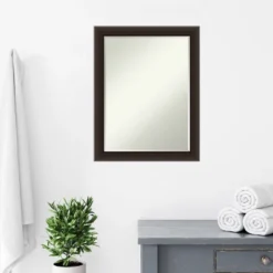 Amanti Art Romano Espresso Narrow Petite Bevel Wood Bathroom Wall Mirror 27.5 X 21.5 In. -Home Decor Shop GUEST 17006ce4 4e68 4a7b add7 a7970ae1c7a1