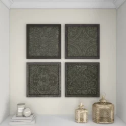 Metal Floral Embossed Wall Decor Set Of 4 Gray - Olivia & May 39 Metal Floral Embossed Wall Decor Set Of 4 Gray - Olivia & May -Home Decor Shop GUEST 172b488f 7022 493e 956c 2aa624903594
