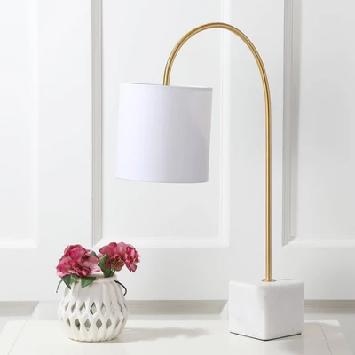 25" Marble Fisher Table Lamp (Includes LED Light Bulb) White/Brass - Jonathan Y 4 25" Marble Fisher Table Lamp (Includes LED Light Bulb) White/Brass - Jonathan Y - Image 2
