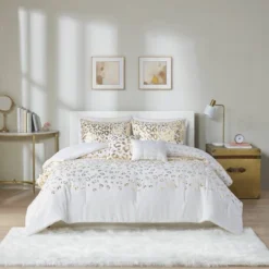Kendra Metallic Printed Comforter Set Ivory/Gold -Home Decor Shop GUEST 1c151ff0 0b12 4a74 954b c34b8befd378