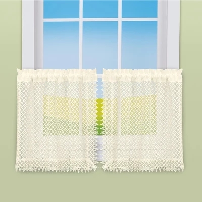 Collections Etc Elegant Detailed Lace Rod Pocket Top Window Curtains 3 Collections Etc Elegant Detailed Lace Rod Pocket Top Window Curtains
