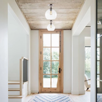 9.75" LED 1-Light Marla Iron/Seeded Glass Pendant Nickel/Clear - JONATHAN Y 5 9.75" LED 1-Light Marla Iron/Seeded Glass Pendant Nickel/Clear - JONATHAN Y - Image 3