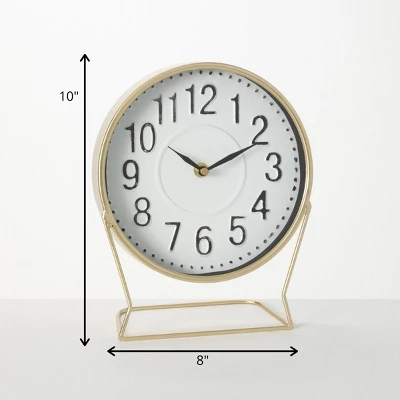 Sullivans Burnished Brass Desk Clock 10"H Gold 5 Sullivans Burnished Brass Desk Clock 10"H Gold - Image 3