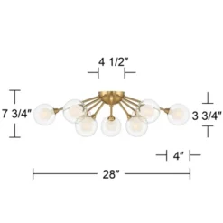 Possini Euro Design Spheres Modern Ceiling Light Flush Mount Fixture 28" Wide Warm Brass 9-Light LED Clear Globe Glass For Bedroom Kitchen Living Room -Home Decor Shop GUEST 1e516137 2e1f 4f08 b35c 4767dc223858