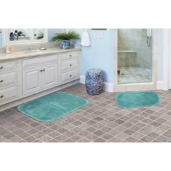 2pc Finest Ultra Luxury Plush Washable Bath Rug Set Sea Foam - Garland Rug