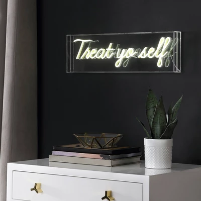 20" Treat Yo Self Contemporary Glam Acrylic Box Pendant (Includes LED Light Bulb) Neon Yellow - JONATHAN Y 5 20" Treat Yo Self Contemporary Glam Acrylic Box Pendant (Includes LED Light Bulb) Neon Yellow - JONATHAN Y - Image 3