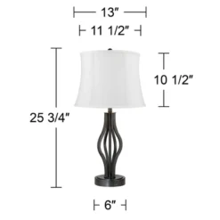 360 Lighting Heather Modern Industrial Table Lamps 25 3/4" High Set Of 2 Dark Iron With USB Charging Port White Softback Drum Shade For Bedroom Desk 11 360 Lighting Heather Modern Industrial Table Lamps 25 3/4" High Set Of 2 Dark Iron With USB Charging Port White Softback Drum Shade For Bedroom Desk -Home Decor Shop GUEST 23babb46 ce91 438d ad8e d4ceffd72d32