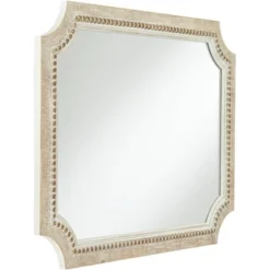 Noble Park Favreau Rectangular Vanity Wall Mirror Rustic Farmhouse Beaded Scalloped Natural Gray Wood Frame 27 1/2" Wide For Bathroom Bedroom Entryway -Home Decor Shop GUEST 251b9d8c 4b34 48e6 97ad cbcc51c678ee