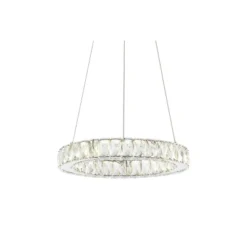 15.75" Metal/Crystal Adjustable Reese Pendant (Includes Energy Efficient Light Bulb) Chrome - JONATHAN Y