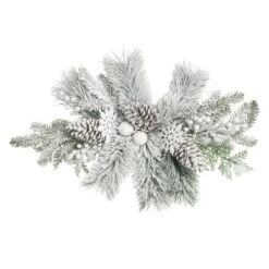 Transpac Artificial 26 In. Green Christmas Frosted Artificial Centerpiece