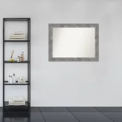 44" X 33" Non-Beveled Bridge Wood Bathroom Wall Mirror Gray - Amanti Art -Home Decor Shop GUEST 298f2dbe 3301 480a 8758 ae663efa5706