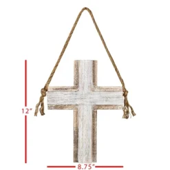 White-washed Cross Hanging Accent Wood & Rope - Foreside Home & Garden -Home Decor Shop GUEST 2aa05aae a1e1 4dff aab9 44e76f5dec96