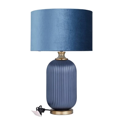 Fabric Table Lamp With Drum Shade Blue - Olivia & May 7 Fabric Table Lamp With Drum Shade Blue - Olivia & May - Image 5