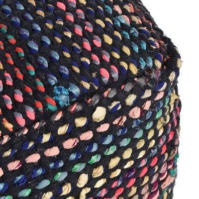 Cube Madrid Boho Handcrafted Fabric Pouf Black - Christopher Knight Home 6 Cube Madrid Boho Handcrafted Fabric Pouf Black - Christopher Knight Home - Image 4