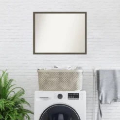 30" X 24" Non-Beveled Svelte Clay Gray Wood Bathroom Wall Mirror - Amanti Art -Home Decor Shop GUEST 2e313bf7 5981 4213 a391 7e4443d5c331