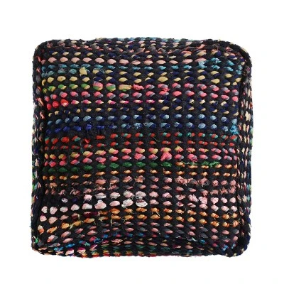Cube Madrid Boho Handcrafted Fabric Pouf Black - Christopher Knight Home 4 Cube Madrid Boho Handcrafted Fabric Pouf Black - Christopher Knight Home - Image 2