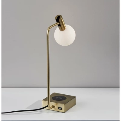 Windsor Charge Table Lamp Antique Brass (Includes LED Light Bulb) - Adesso 6 Windsor Charge Table Lamp Antique Brass (Includes LED Light Bulb) - Adesso - Image 4