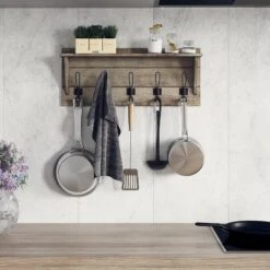 Emma And Oliver Rustic Wall Hanging Storage Rack With 5 Hooks For Entryway, Kitchen, Bathroom And More 20 Emma And Oliver Rustic Wall Hanging Storage Rack With 5 Hooks For Entryway, Kitchen, Bathroom And More -Home Decor Shop GUEST 2f44a64b 2b17 4157 a7d5 4200a2dc4a53