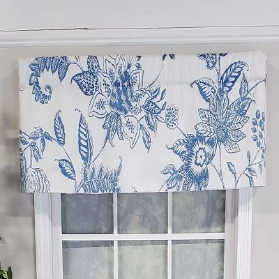 RLF Home Natalia Tailored Valance High Quality Window Treatment 3" Rod Pocket 50" X 14" Cyan Blue/White 3 RLF Home Natalia Tailored Valance High Quality Window Treatment 3" Rod Pocket 50" X 14" Cyan Blue/White