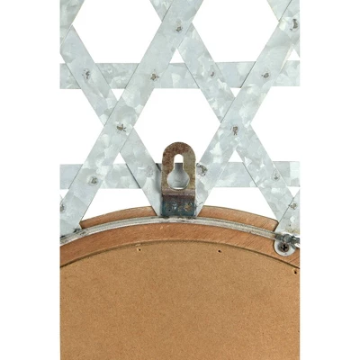 Round Metal Wall Mirror With Galvanized Wood Frame - Storied Home 5 Round Metal Wall Mirror With Galvanized Wood Frame - Storied Home - Image 3