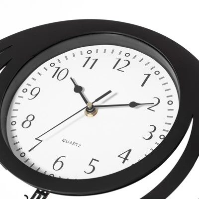 Clockswise Decorative Modern Unique Round Plastic Wall Clock With Circles, For Living Room, Kitchen, Or Dining Room, Black 6 Clockswise Decorative Modern Unique Round Plastic Wall Clock With Circles, For Living Room, Kitchen, Or Dining Room, Black - Image 4