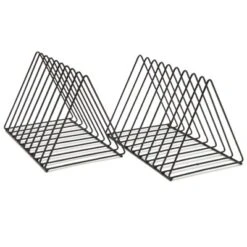 Okuna Outpost 2 Pack Metal Triangle File Storage Organizer, Home And Office Sorter For Magazines, Vinyl Records, Newspapers, Black -Home Decor Shop GUEST 3687c4f2 1235 4e2b 9e1a 0c171a561ebc