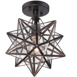 Franklin Iron Works Cuthbert Modern Farmhouse Ceiling Light Semi Flush Mount Fixture 11" Wide Black Iron Moravian Star Clear Glass Panels For Bedroom 10 Franklin Iron Works Cuthbert Modern Farmhouse Ceiling Light Semi Flush Mount Fixture 11" Wide Black Iron Moravian Star Clear Glass Panels For Bedroom -Home Decor Shop GUEST 378451ea 6ee7 4604 9062 88b7cb736f20
