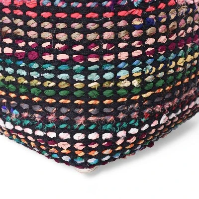 Cube Madrid Boho Handcrafted Fabric Pouf Black - Christopher Knight Home 7 Cube Madrid Boho Handcrafted Fabric Pouf Black - Christopher Knight Home - Image 5