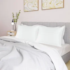 2 Pcs Standard Soft Silky Satin For Hair And Skin Pillow Case Snow White - PiccoCasa