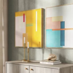 Home Decor Shop 27 (Set Of 2) 24" X 24" Color Blocks Framed Wall Canvases - Thresholdâ„¢