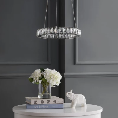 15.75" Metal/Crystal Adjustable Reese Pendant (Includes Energy Efficient Light Bulb) Chrome - JONATHAN Y 4 15.75" Metal/Crystal Adjustable Reese Pendant (Includes Energy Efficient Light Bulb) Chrome - JONATHAN Y - Image 2