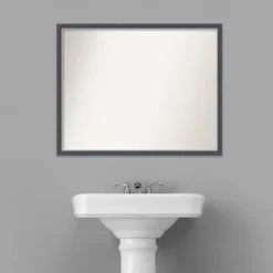 30" X 24" Non-Beveled Eva Thin Bathroom Wall Mirror Black - Amanti Art 16 30" X 24" Non-Beveled Eva Thin Bathroom Wall Mirror Black - Amanti Art -Home Decor Shop GUEST 3af4d7bb 341f 4754 a5dd e04f62a4aa17